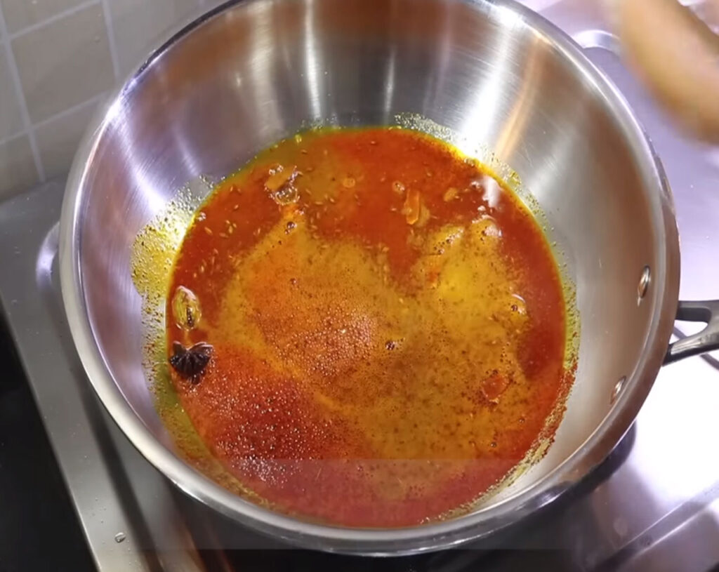 add spices in pan