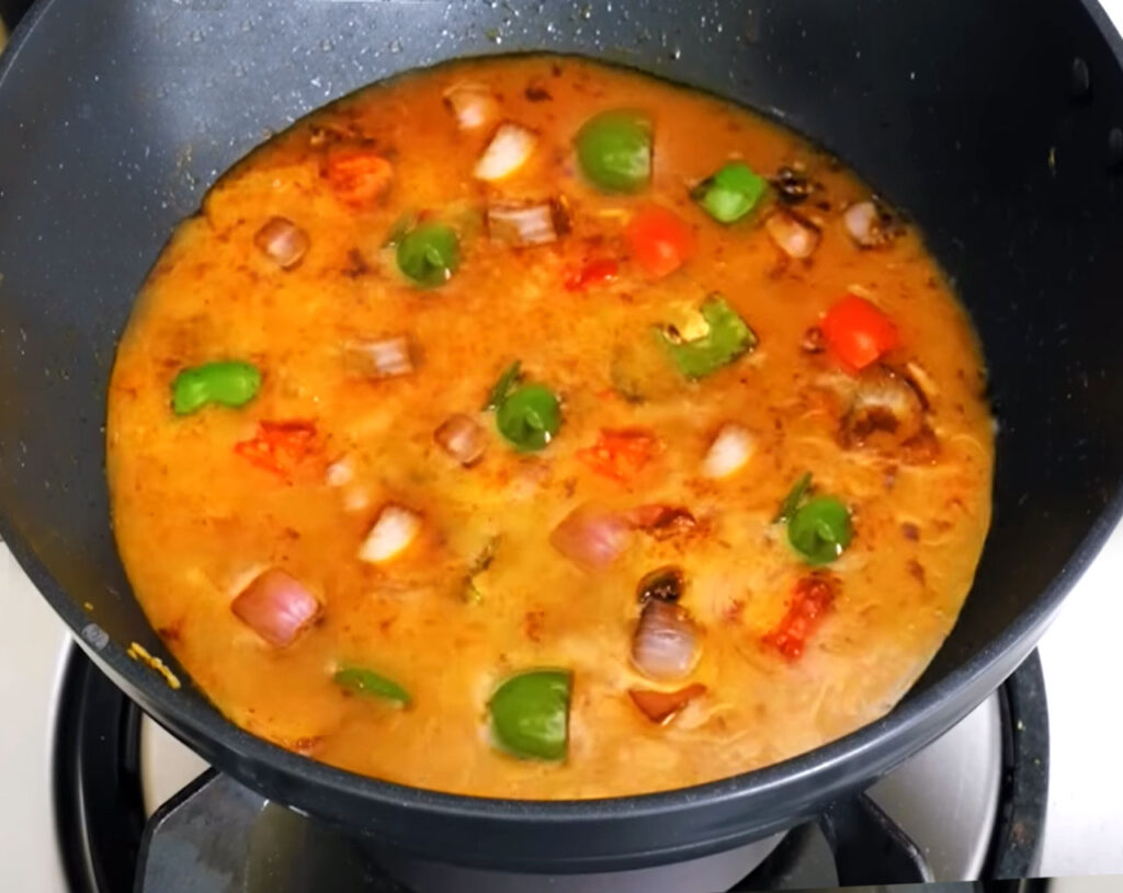 add water and cook manchurian gravy