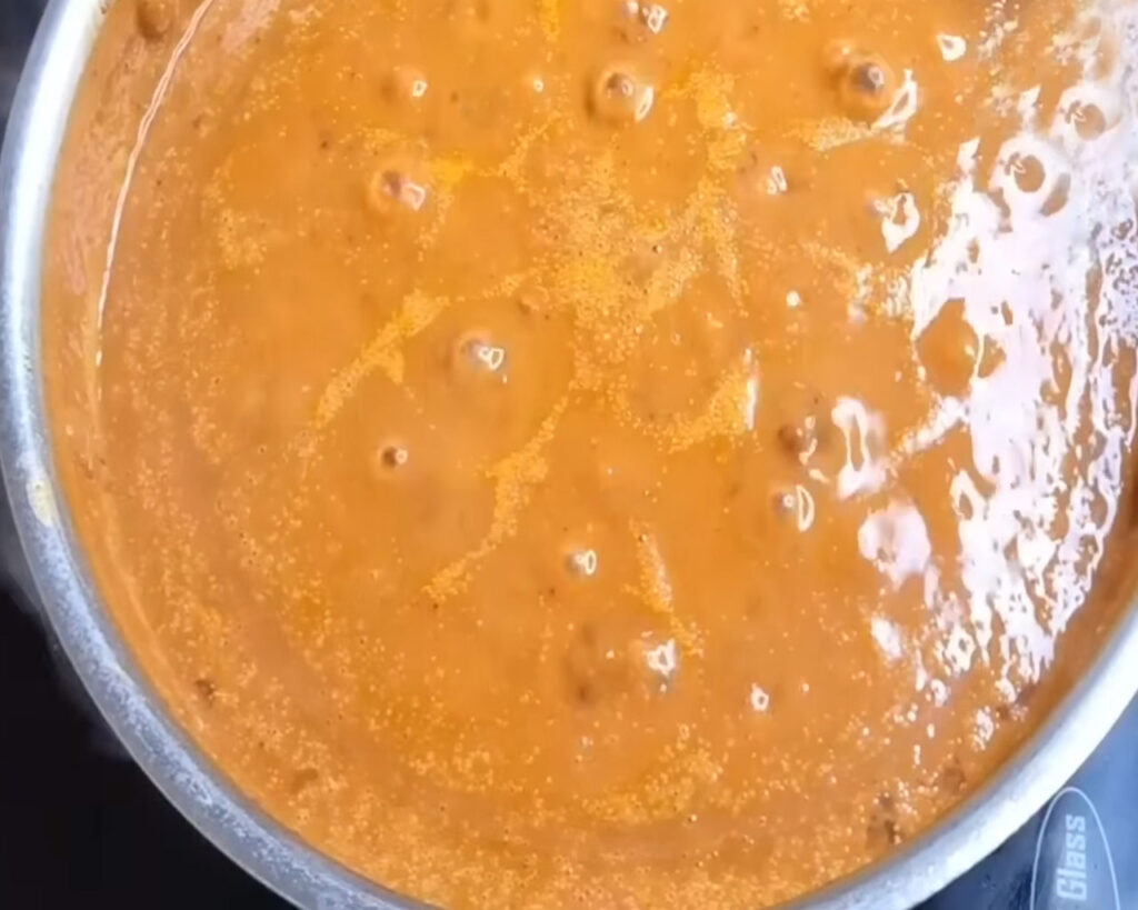 Boiling Dal Makhani in pan