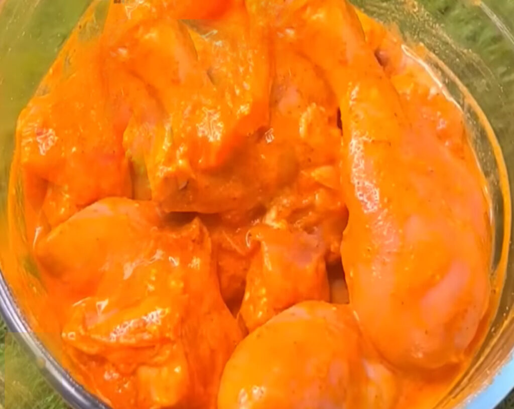 coat chicken pieces, marinate chicken for butter chicken