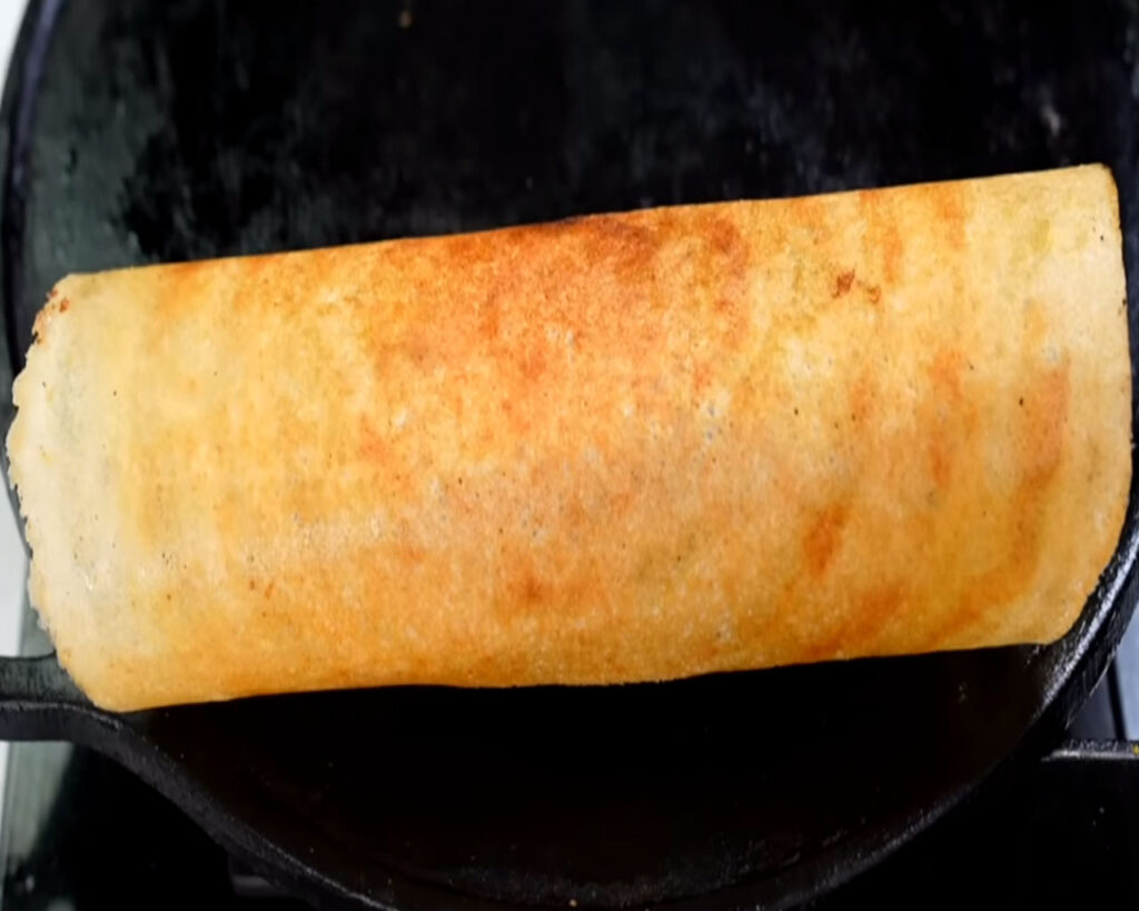 Perfectly cooked south Indian dosa crispy and golden brown
