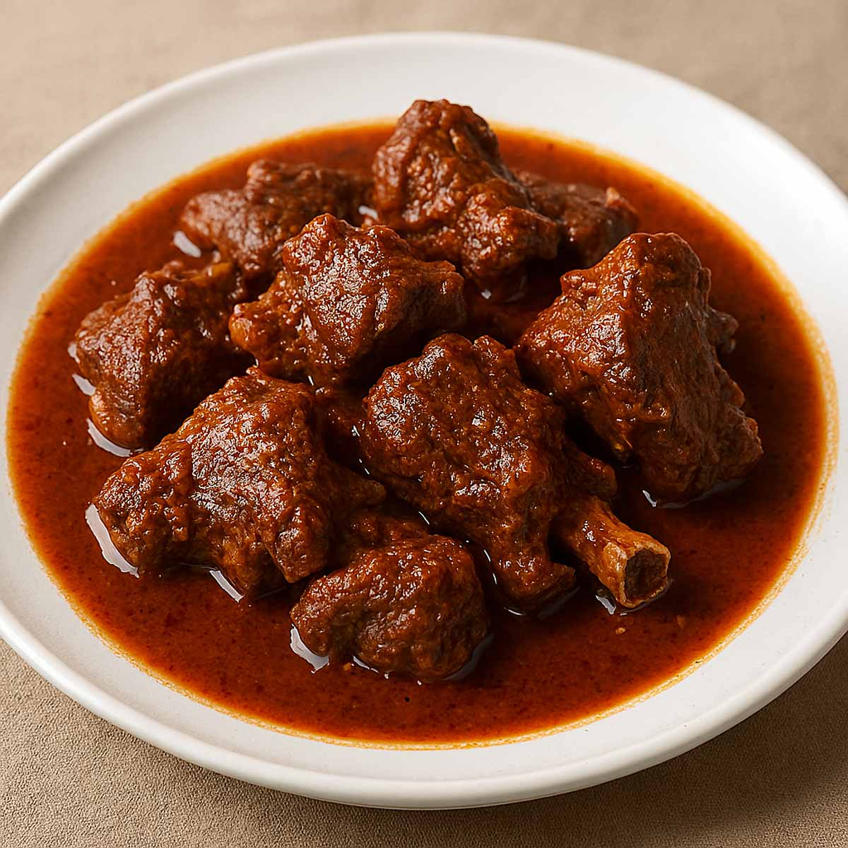 Classic North Indian rogan josh lamb curry in a rich tomato and yogurt gravy.