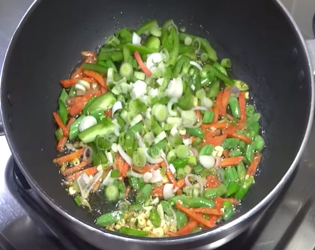 Add onions and stir-fry for fried rice