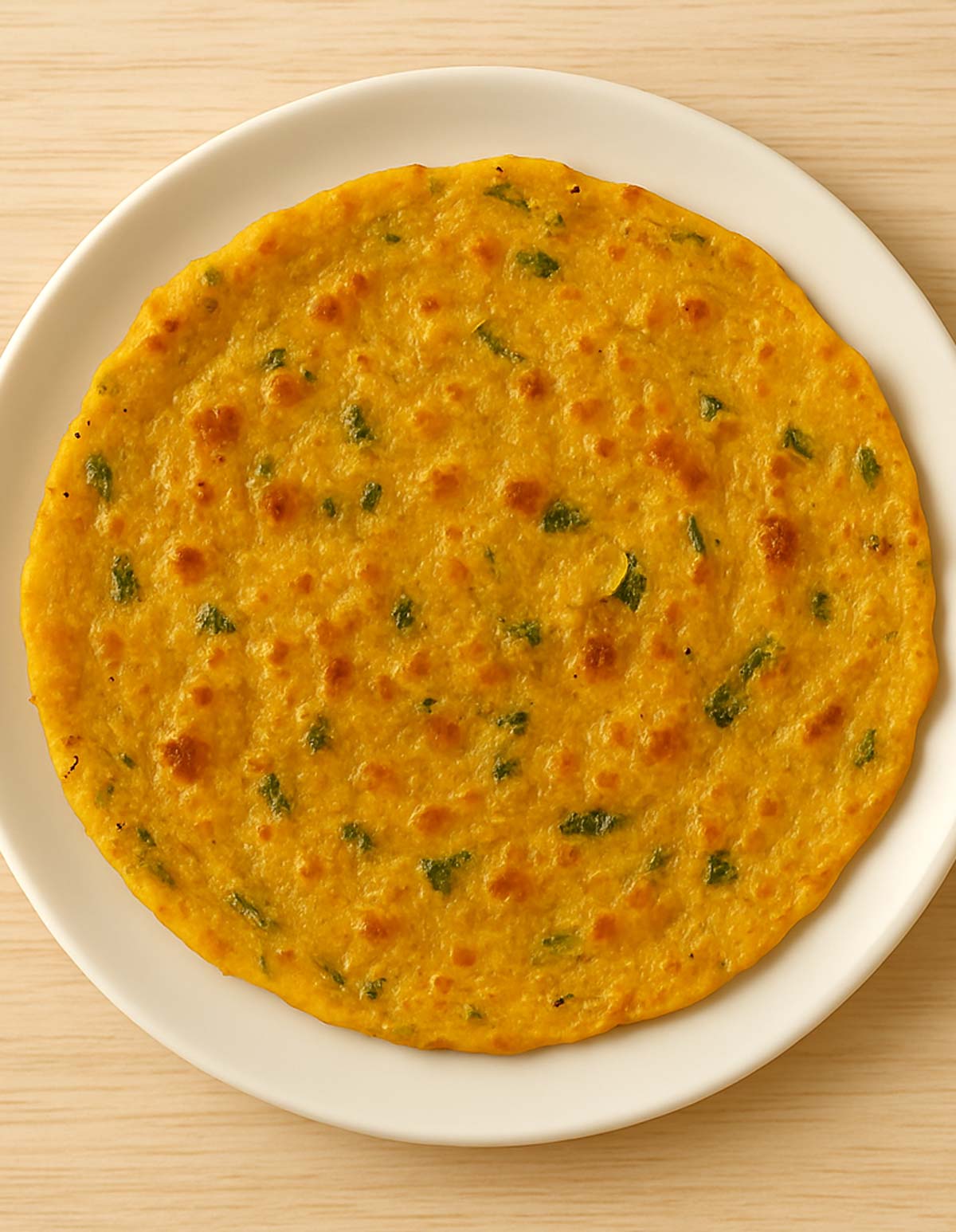 Protein-rich vegetarian besan chilla neatly served on a plate for a light meal.