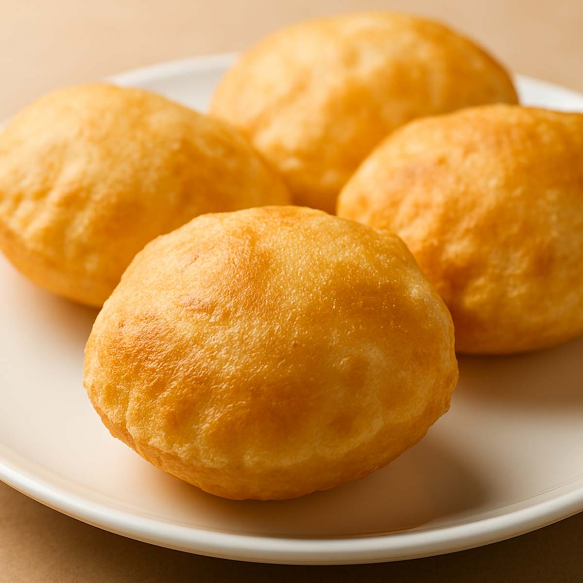 Removing fried puri from oil and placing it on a napkin to drain excess oil.