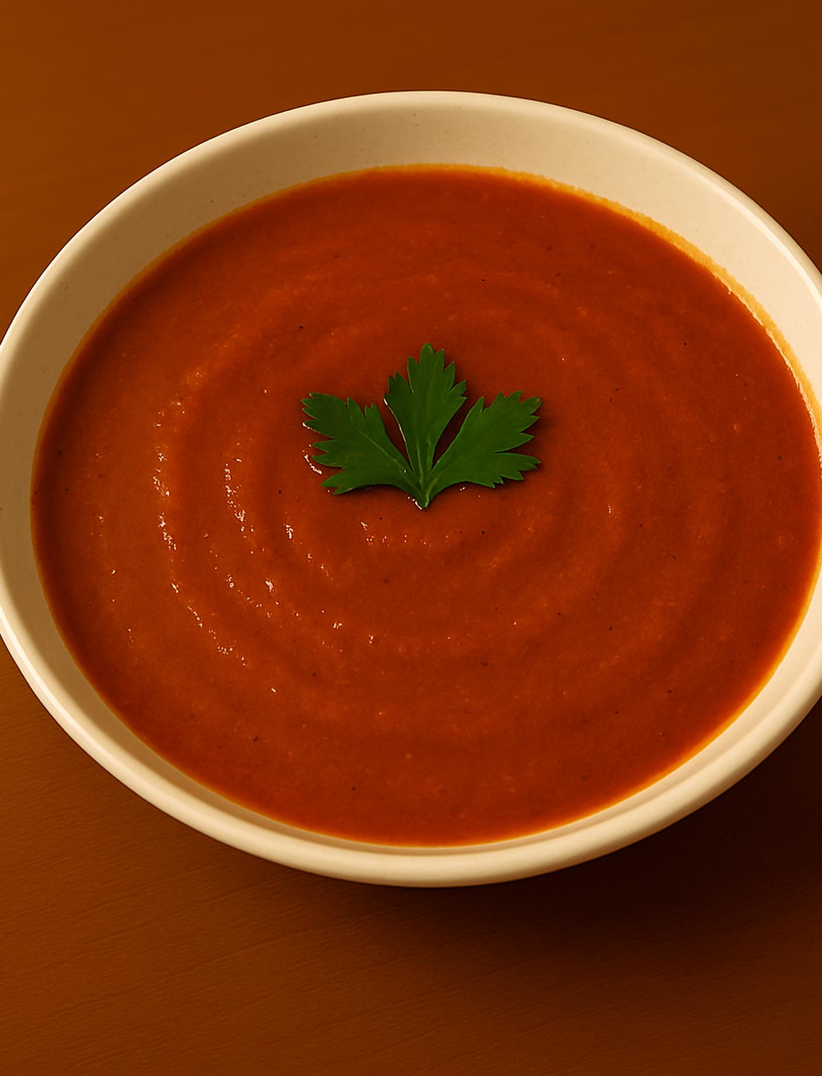 Fresh tomato soup made with ripe tomatoes, smooth and comforting, perfect for winter evenings.
