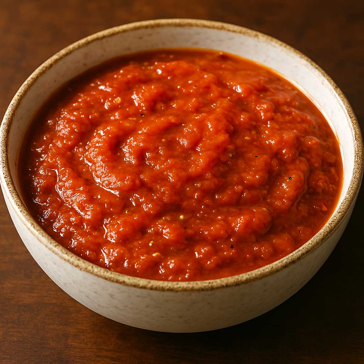 Spicy Indian tomato chutney in a white bowl, made with peanuts, curry leaves, and garlic, perfect as a dip or side dish.