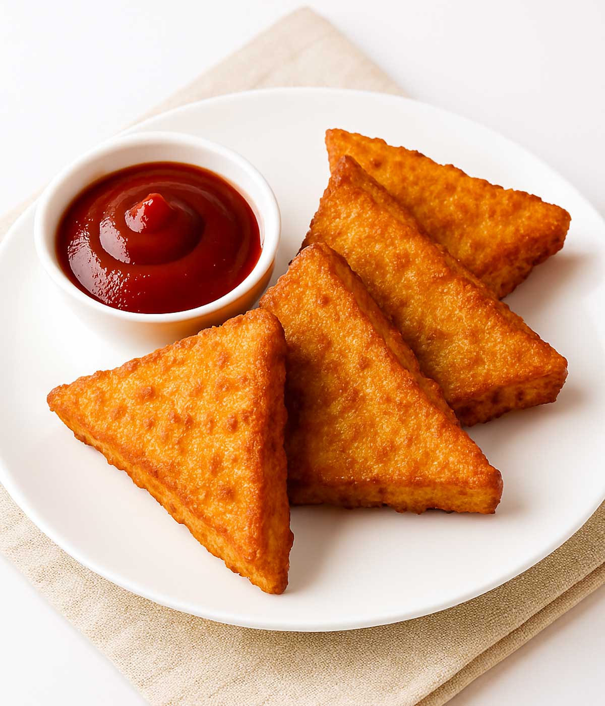 Stuffed potato bread pakora with ketchup