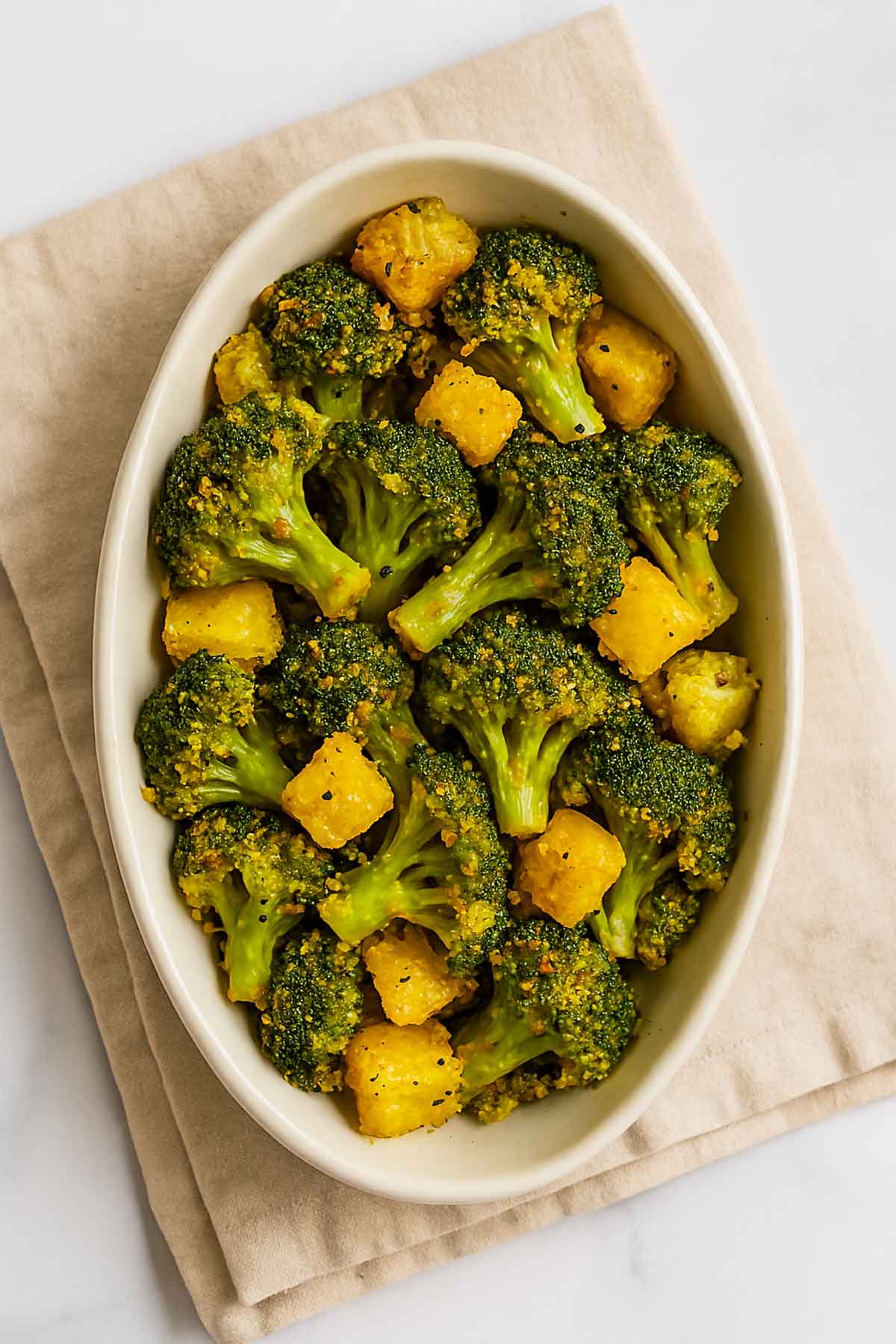 Indian stir-fry with broccoli, potato, and aromatic spices for meal prep