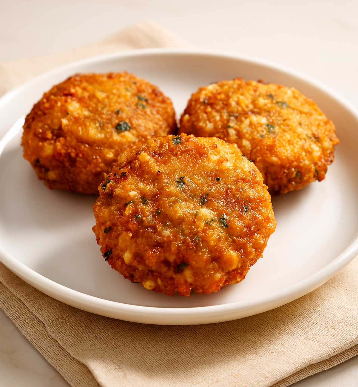 crispy sabudana vada served hot on a white plate