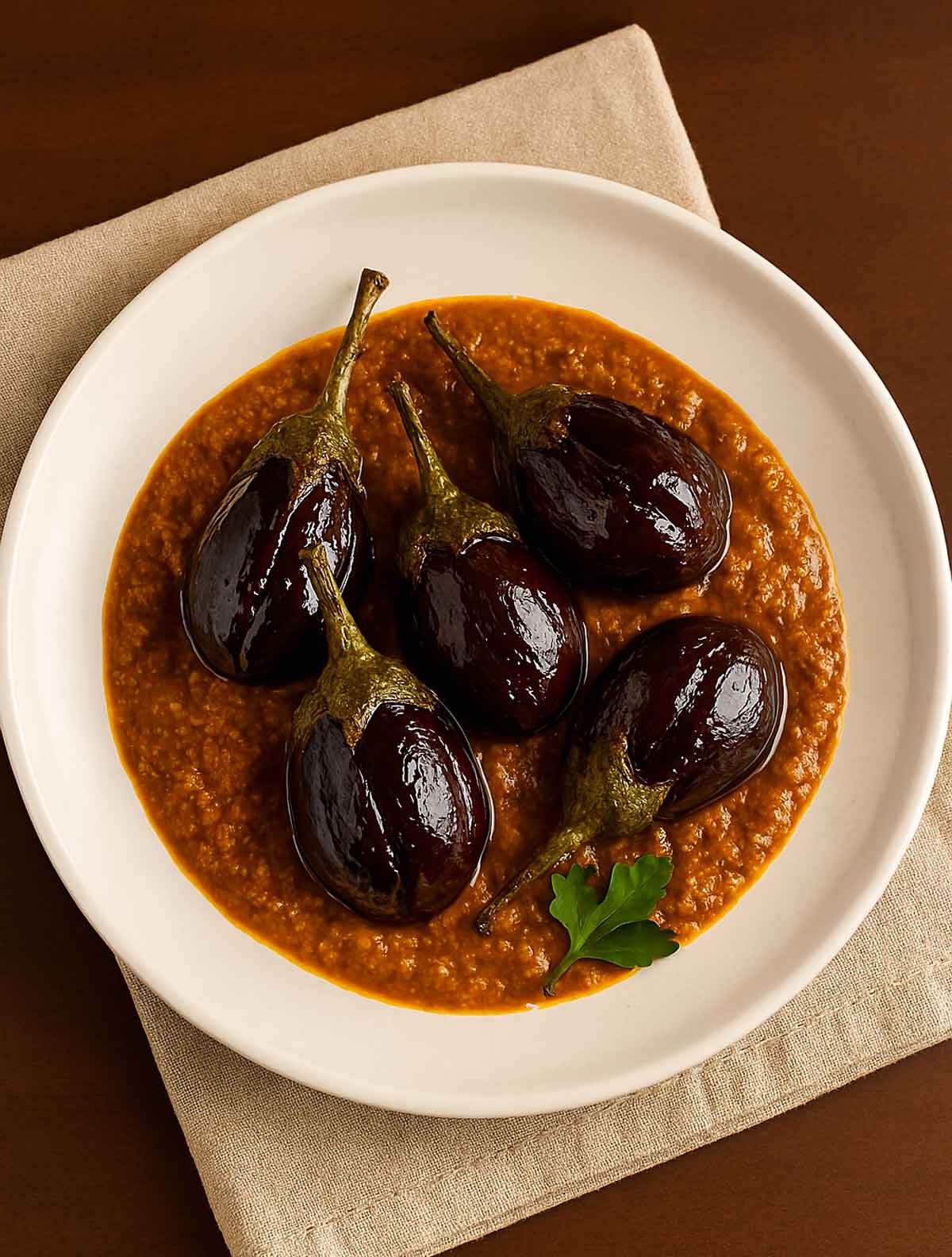 Authentic South Indian Gutti Vankaya Curry with aromatic gravy and perfectly cooked brinjals