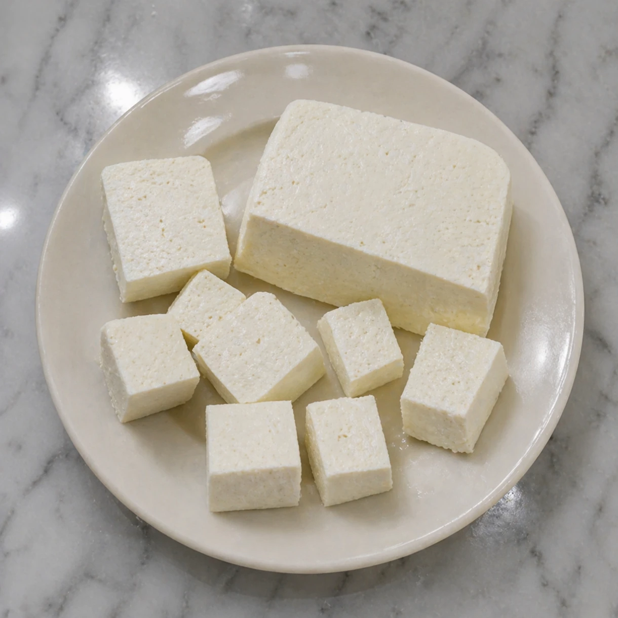 fresh indian cheese paneer cubes