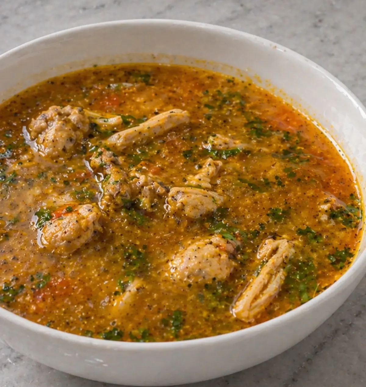 healthy indian chicken soup in a bowl